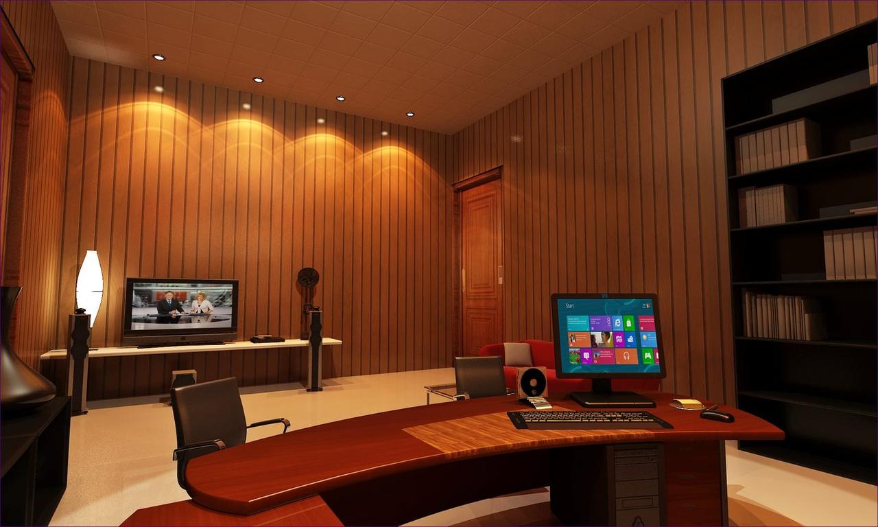Study room interior render for the Gulshan residence